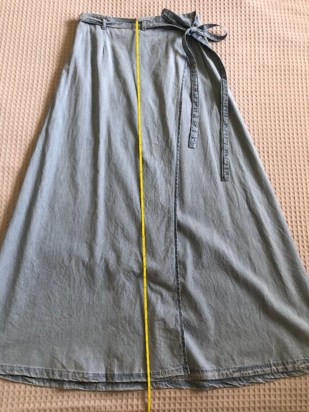 NWOT Light Blue Denim Wrap Maxi Skirt with a Bow - Size 4 - Picture 9 of 11